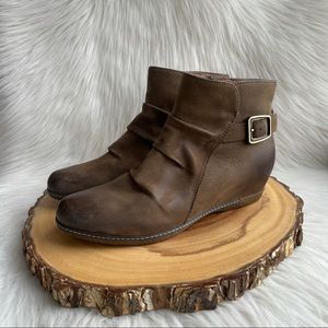 Dansko side zip leather wedge booties